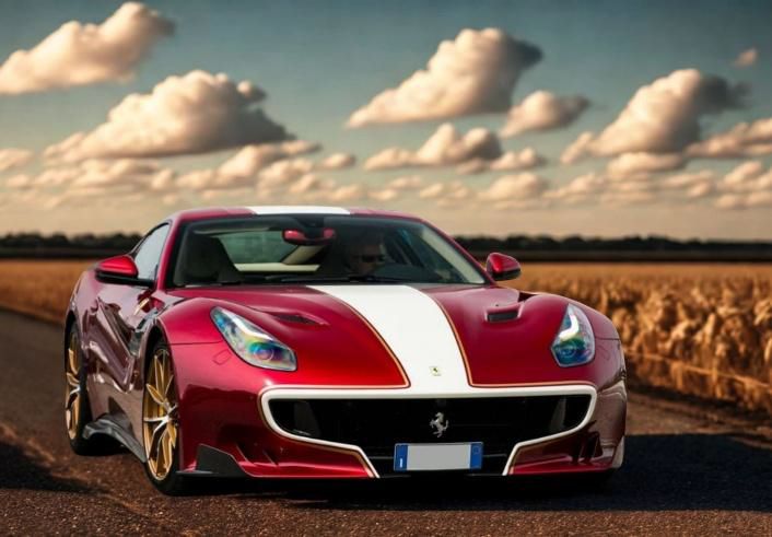 [予約]BBR MODELS 1/43 (レジン製) Ferrari F12 TdF Rosso Rubino with white and gold stripe