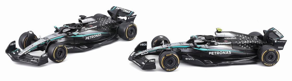 [予約]BURAGO(ブラーゴ) 1/43 (ダイキャスト製) メルセデス-AMG ペトロナス F1チーム W16(2025) オーストラリアGP No.12 A.K.アントネッリ / No.63 G.ラッセル 2台セット ウィンドウボックス