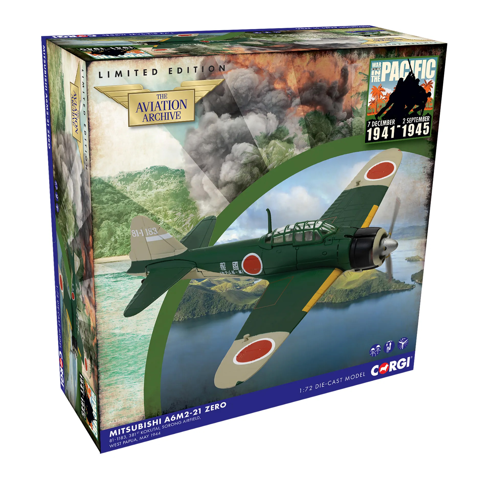 CORGI(コーギー) 1/72 (ダイキャスト製) 三菱 A6M2-21 零式艦上戦闘機 1944 ジェフマン島