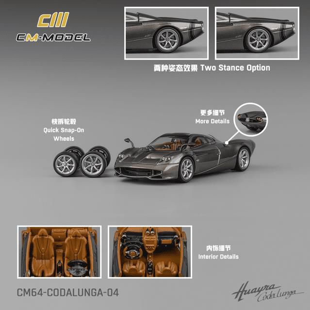 CM・MODEL(CMモデル) 1/64 (ダイキャスト製) Pagani ウアイラ コーダルンガ メタルガングレー