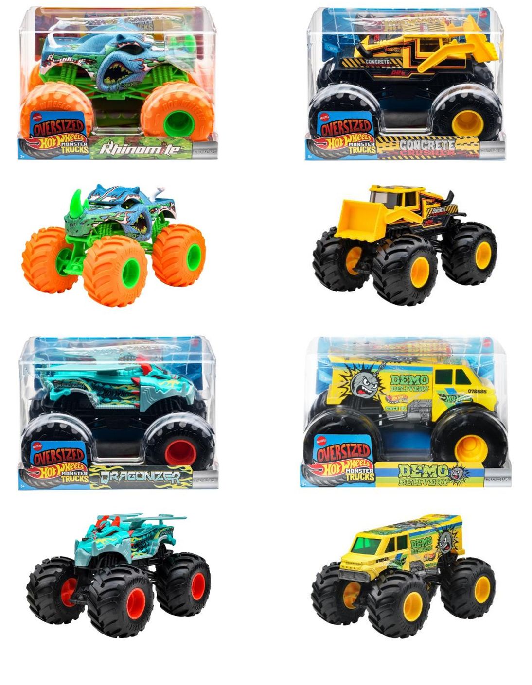 [予約]Hot Wheels 1/64 (ダイキャスト製) モンスタートラック ビッグサイズ アソート