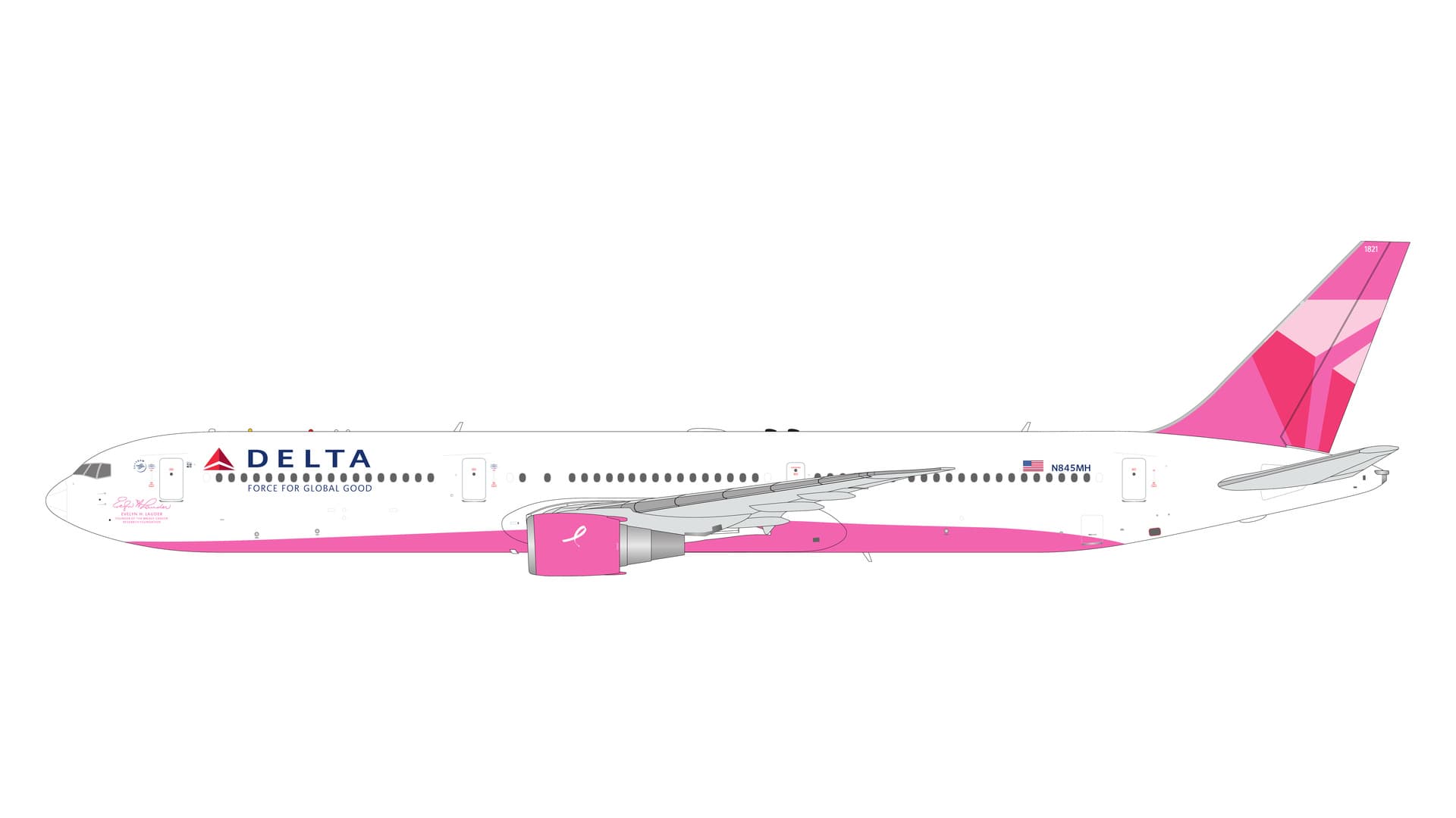 [予約]Gemini Jets 1/200 (ダイキャスト製) 767-400ER デルタ航空 N845MH 乳癌予防キャンペーン