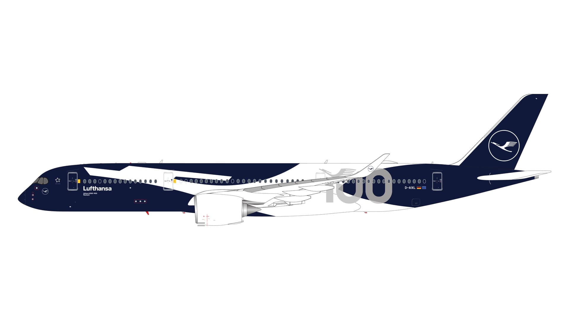 [予約]Gemini Jets 1/200 (ダイキャスト製) A350-900 ルフトハンザ航空 "100" years livery D-AIXL