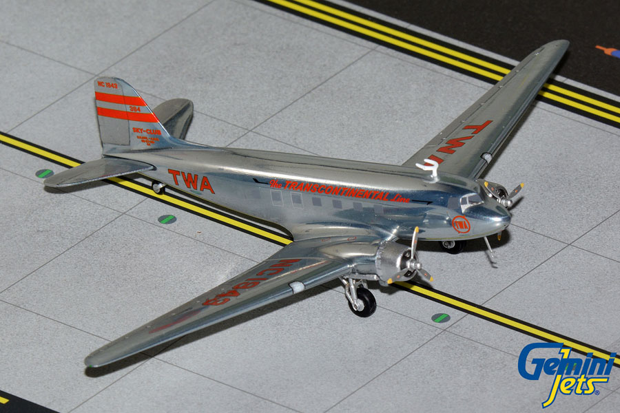 Gemini Jets 1/200 (ダイキャスト製) DC-3 トランス・ワールド航空 NC1943 Polished