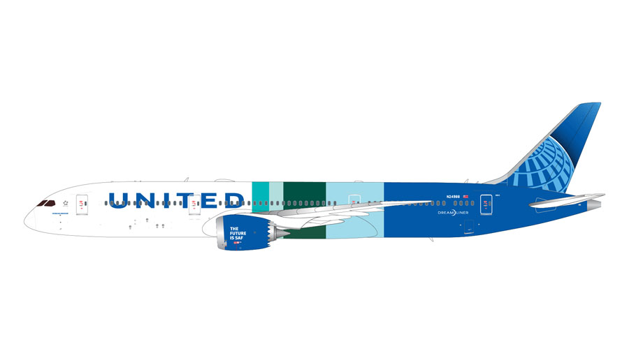 [予約]Gemini Jets 1/200 (ダイキャスト製) 787-9 ユナイテッド航空 "The Future is SAF" N24988