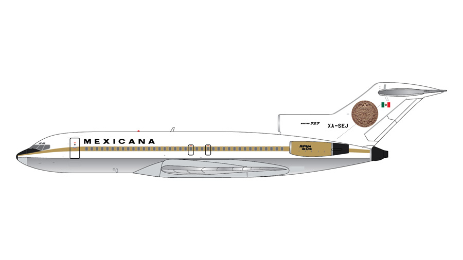 [予約]Gemini Jets 1/400 (ダイキャスト製) 727-100 メキシカーナ航空 "Azteca de Oro," XA-SEJ