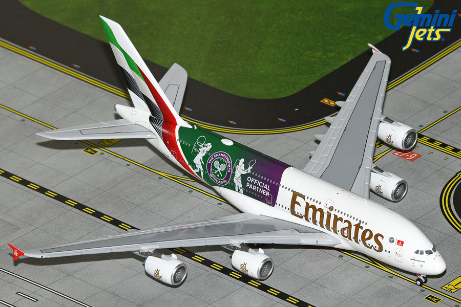 [予約]Gemini Jets 1/400 (ダイキャスト製) A380-800 エミレーツ航空 "Wimbledon-Official Partner" A6-EOE ※再生産品