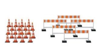 herpa Cars&Trucks 1/87 カラーコーン (20個)、 バリケード(5個) オレンジ／シルバー