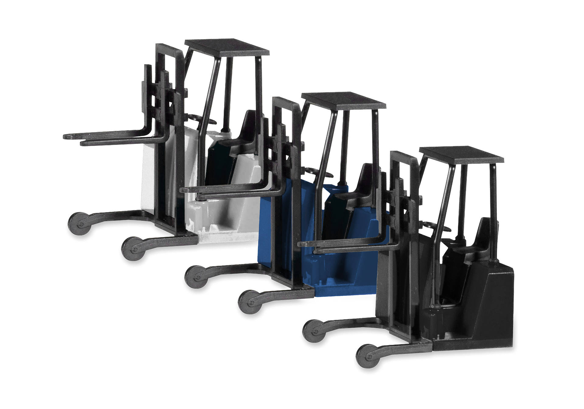 [予約]herpa Cars&Trucks 1/87 (プラスチック製) バンパー付き フォークリフト ホワイト/ブルー/ブラック (3台セット)