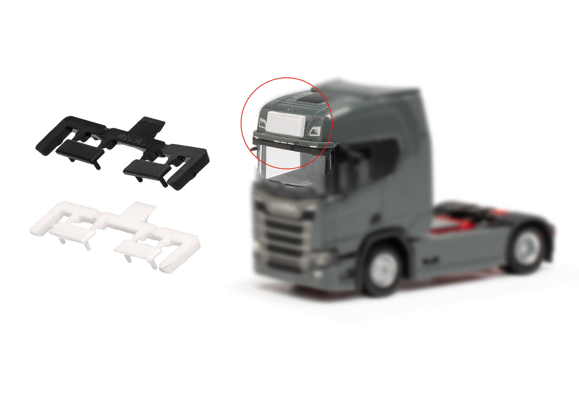 herpa Cars&Trucks 1/87 ライトボックスパーツ（白x６,黒x2)