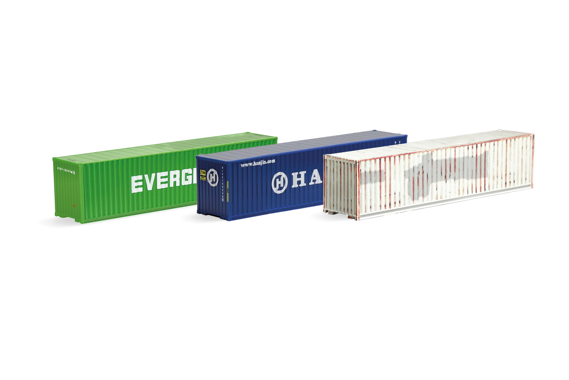[予約]herpa Cars&Trucks 1/87 (プラスチック製) TT コンテナセット "Evergreen/Hanjin/aged"