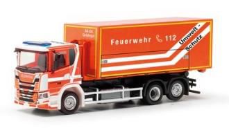herpa Cars&Trucks 1/87 スカニア CG17 roll-off バケットトレーラー "Fire brigade Fulda"