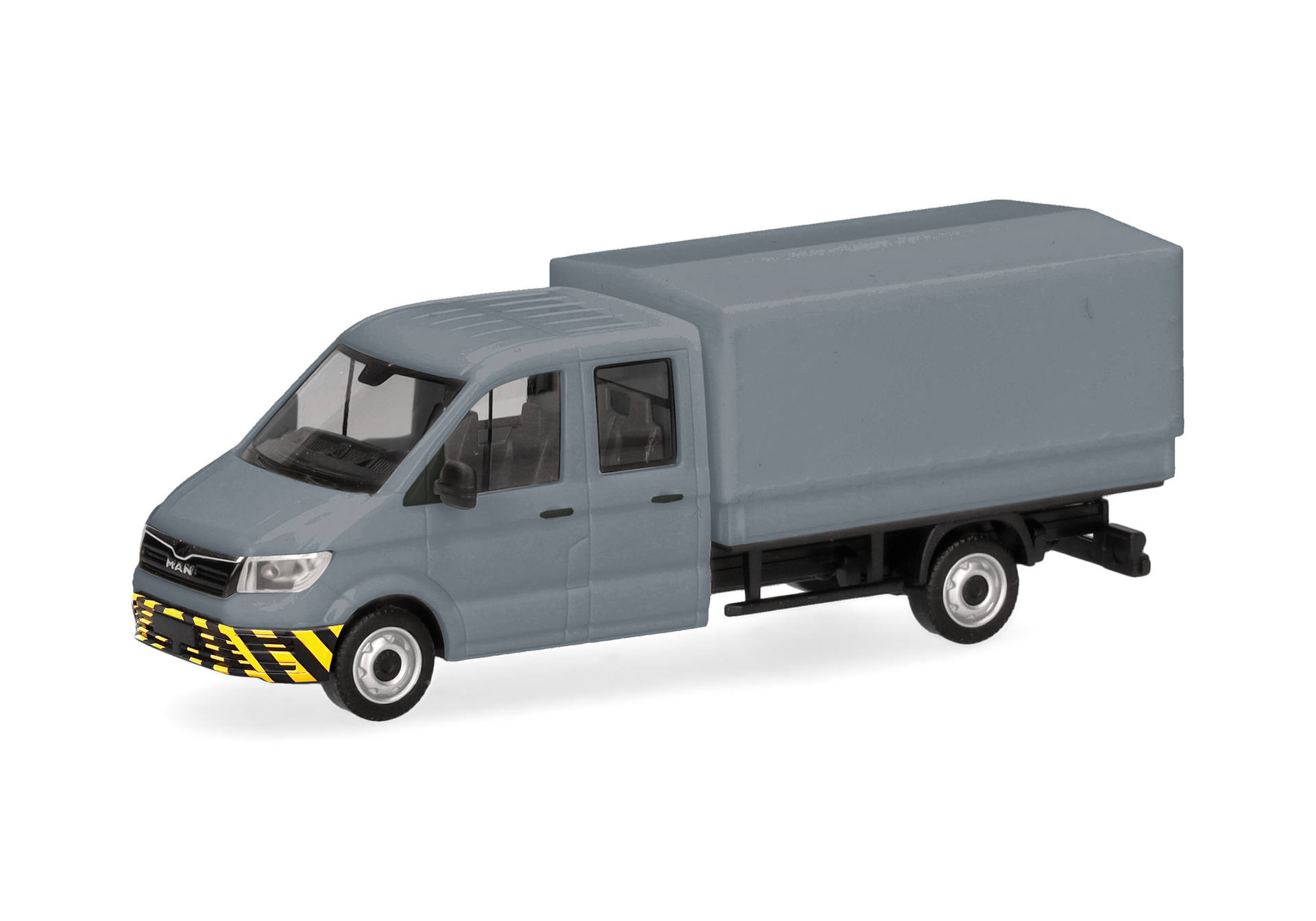 herpa Cars&Trucks 1/87 (プラスチック製)  MAN TGE ダブルキャビン グレー/イエロー