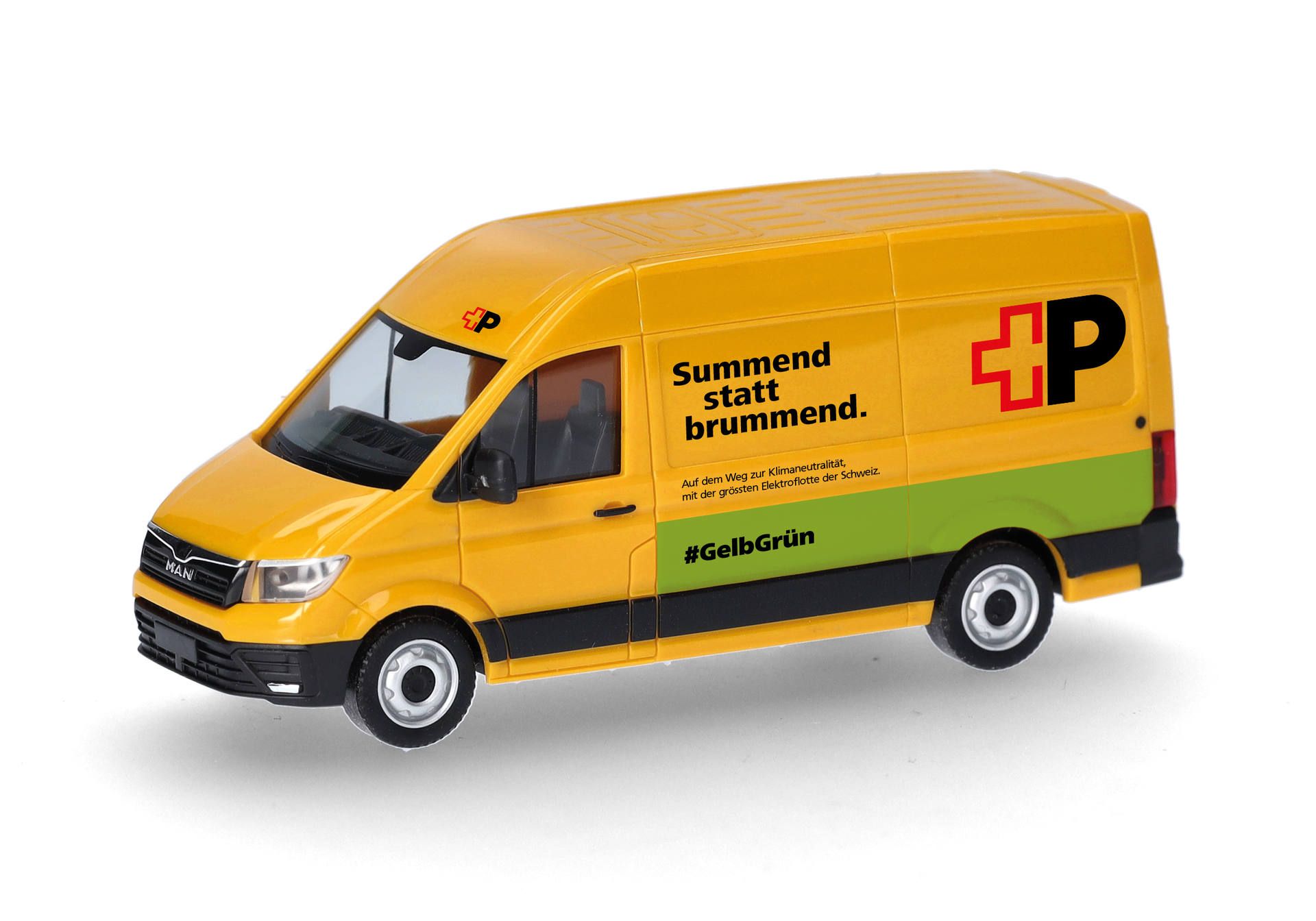 herpa Cars&Trucks 1/87 (プラスチック製) MAN eTGE ボックスハイルーフ スイス郵便