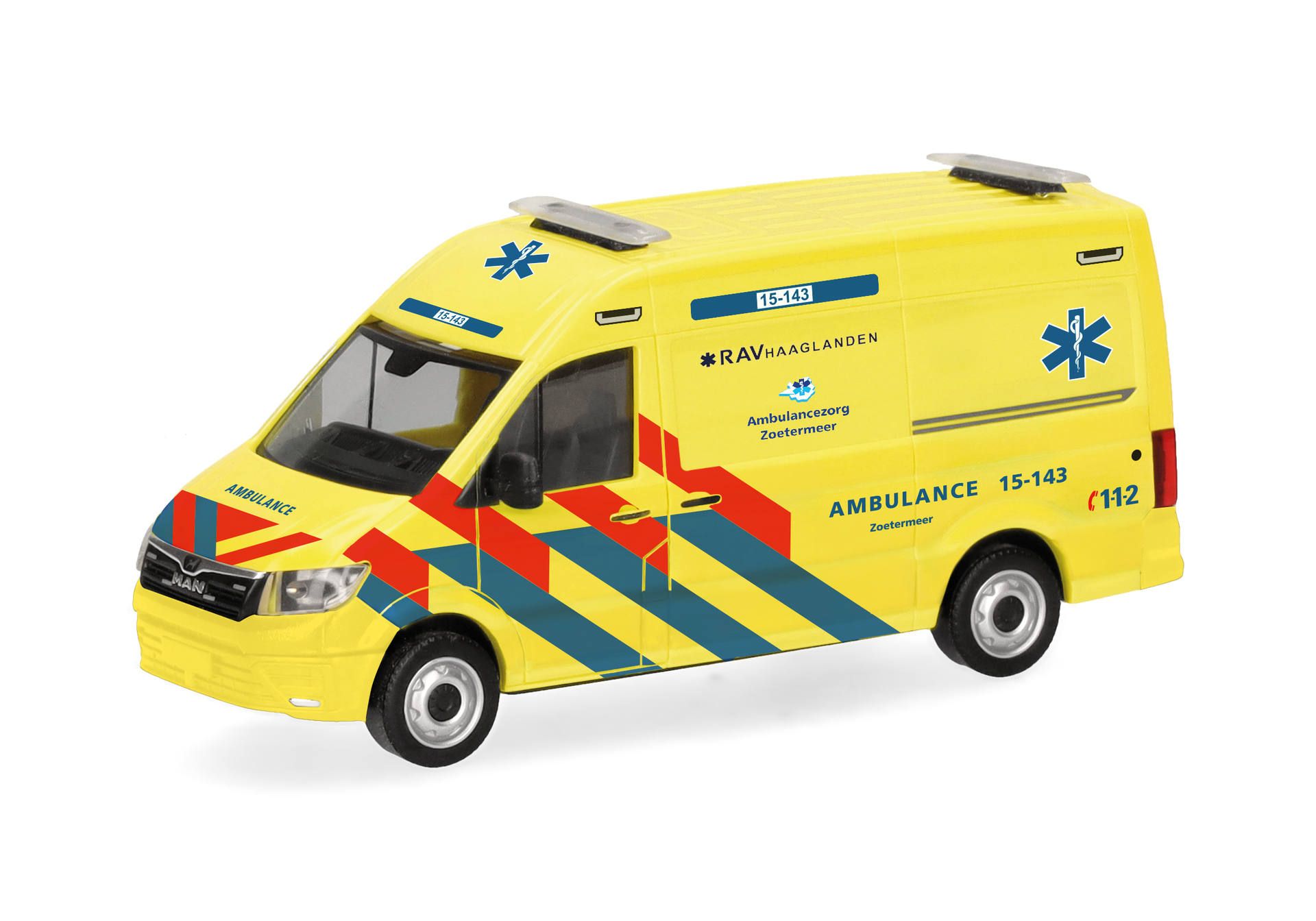 herpa Cars&Trucks 1/87 (プラスチック製) MAN TGE トランスポーターハイルーフ "Ambulance 15-143"(オランダ)