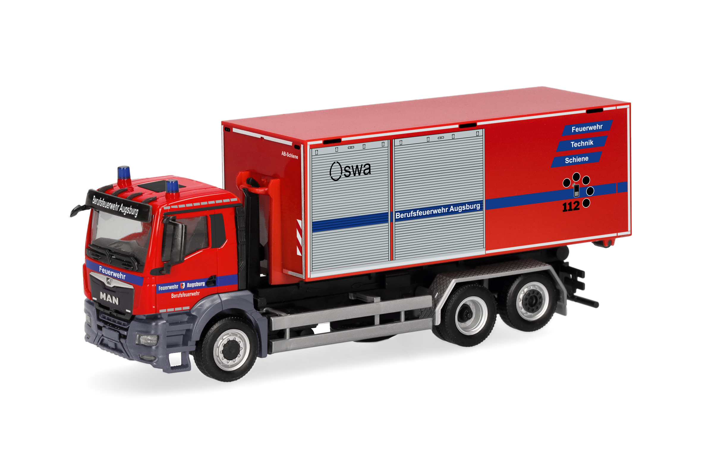 [予約]herpa Cars&Trucks 1/87 (プラスチック製) MAN TGS NN 交換式トラック 3軸 "アウクスブルク消防"