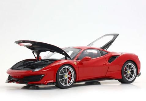 [予約]BBR MODELS 1/18 (ダイキャスト製) Ferrari 488 Pista - metal diecast - full open Rosso corsa with stripe- POLYFOAM PACK