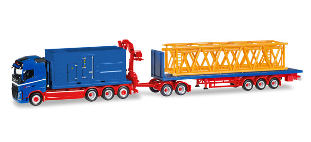 herpa Cars&Trucks 1/87 ボルボ FH Gl. 4 axle クレーン付きフラットトラック dolly andflattrailer with load "Riwatrans"