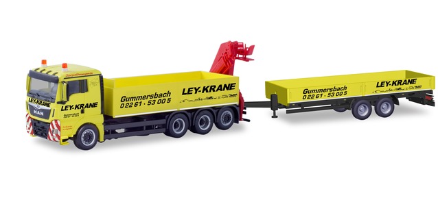 herpa Cars&Trucks 1/87 MAN TGX XL Euro 6c 積載トレーラー クレーン付き Ley Krane Gummersbach