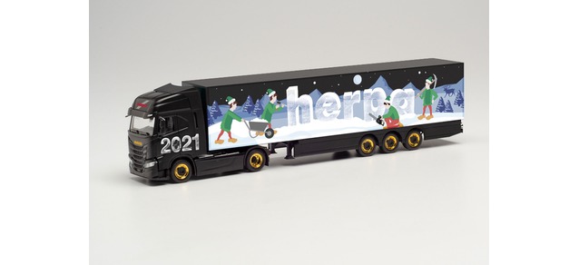 herpa Cars&Trucks 1/87 イベコ S-Way ボックスセミトレーラー"ヘルパ クリスマスモデル 2021"