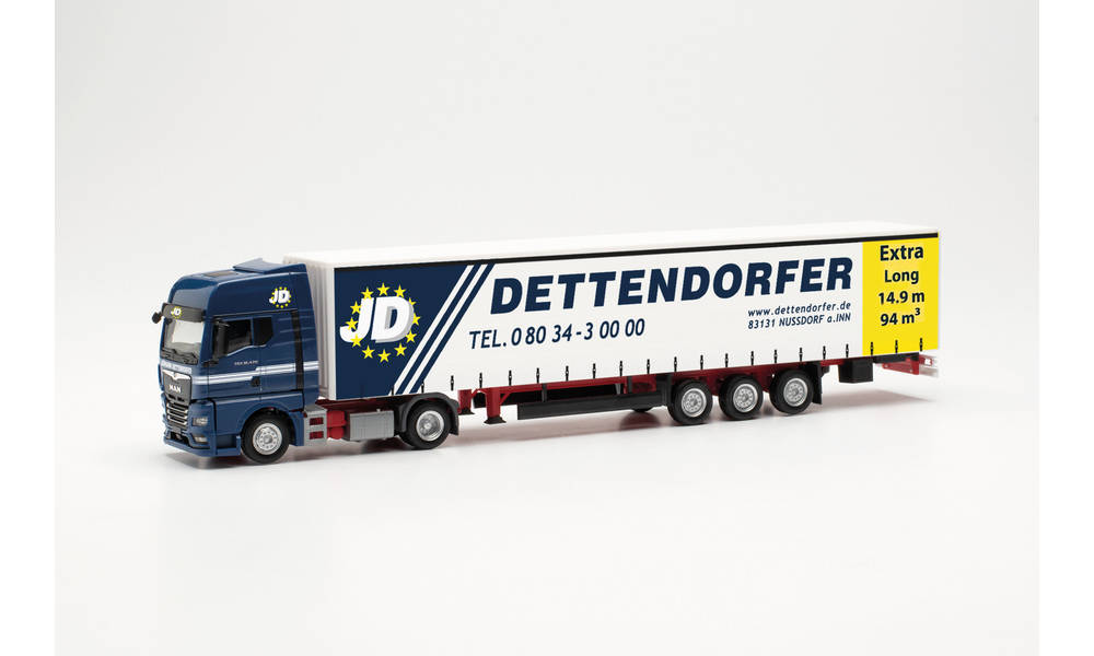 herpa Cars&Trucks 1/87 MAN TGX GX カーテンキャンバス 15m セミトレーラー “Dettendorfer”