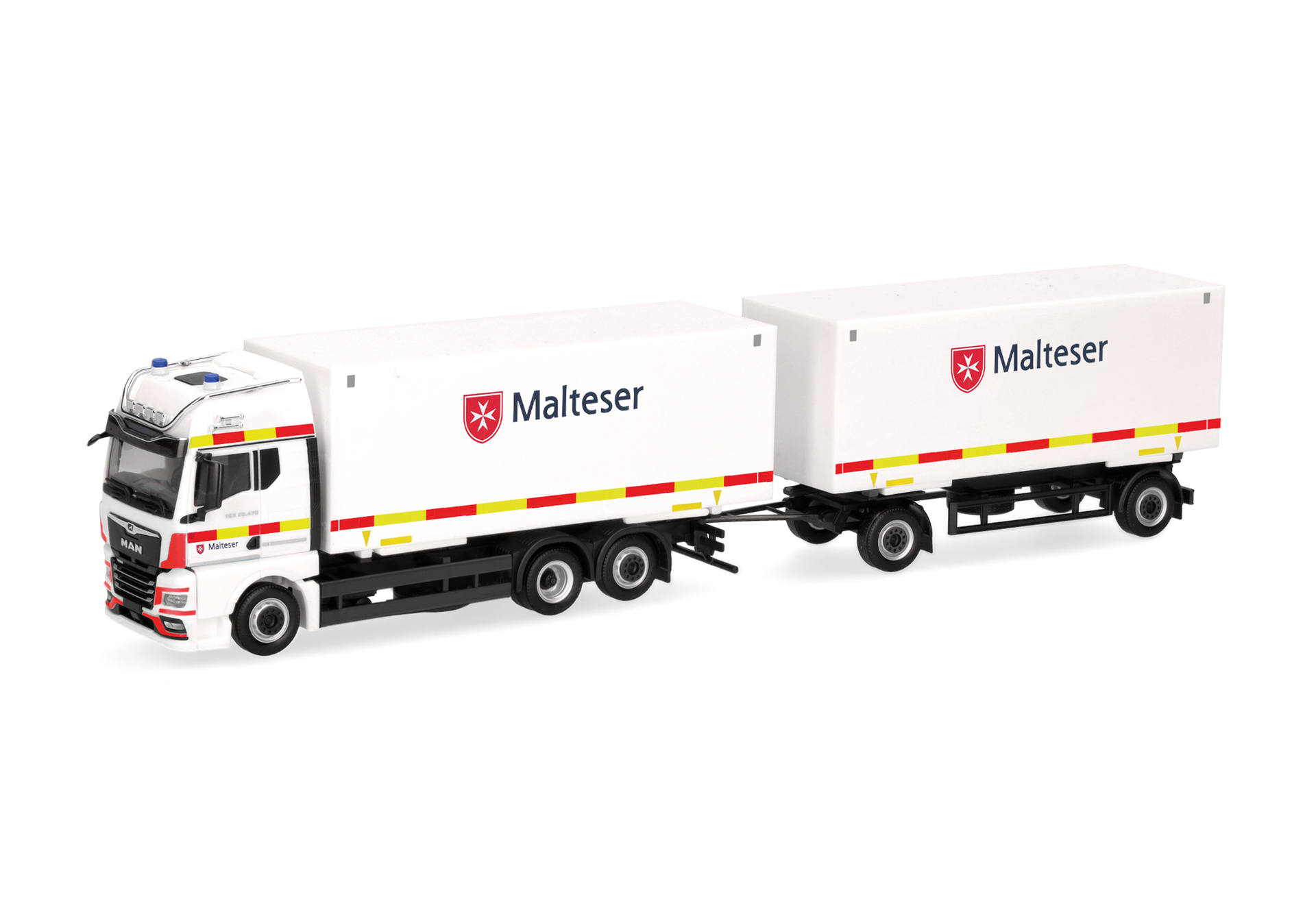 herpa Cars&Trucks 1/87 (プラスチック製) MAN TGX GX 交換可能ボックス トレーラー "Malteser/BadReichenhall"