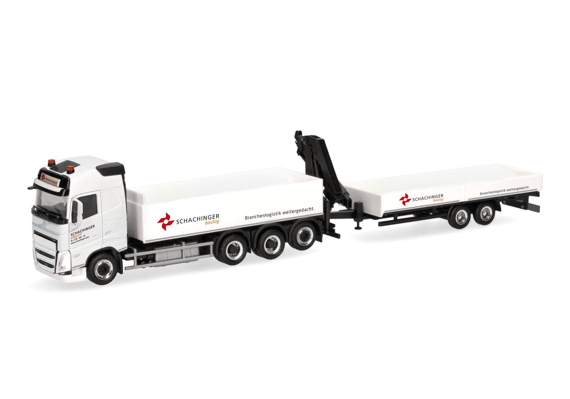 herpa Cars&Trucks 1/87 (プラスチック製) ボルボ FH GL 2020 フラットベッドトレーラー 4軸 ローダークレーン付 "Schachinger" (オーストリア)