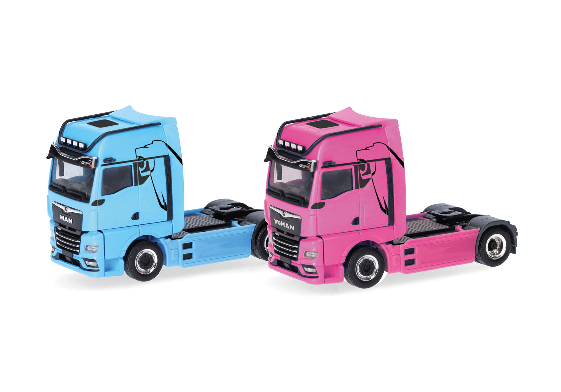 herpa Cars&Trucks 1/87 (プラスチック製) MAN & WOMAN eTGX GX リジッドトラクター 2軸 ライトブルー/ピンク (2台セット)