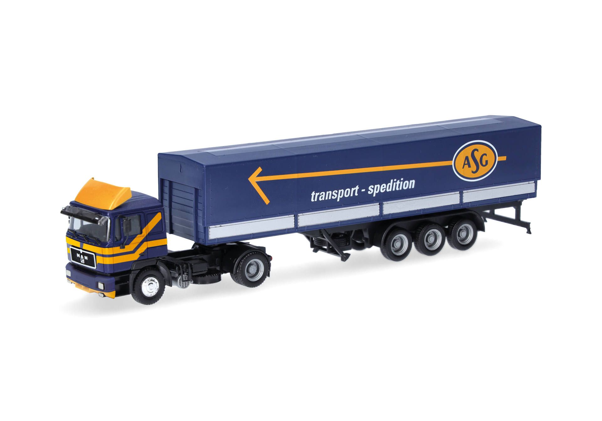 herpa Cars&Trucks 1/87 (プラスチック製) MAN F90 キャンバスセミトレー ラー "ASG"