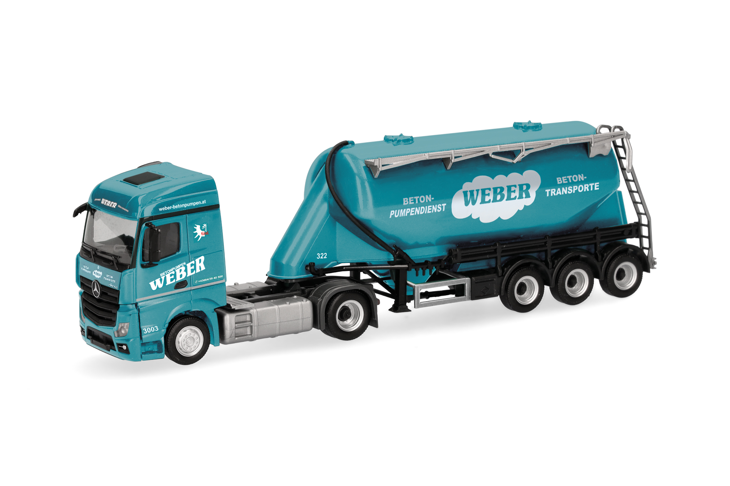 herpa Cars&Trucks 1/87 (プラスチック製) メルセデスベンツ アクトロス  ’18 ストリームスペース  バルクセミトレーラー  "Weber Betonpumpen" (オーストリア)