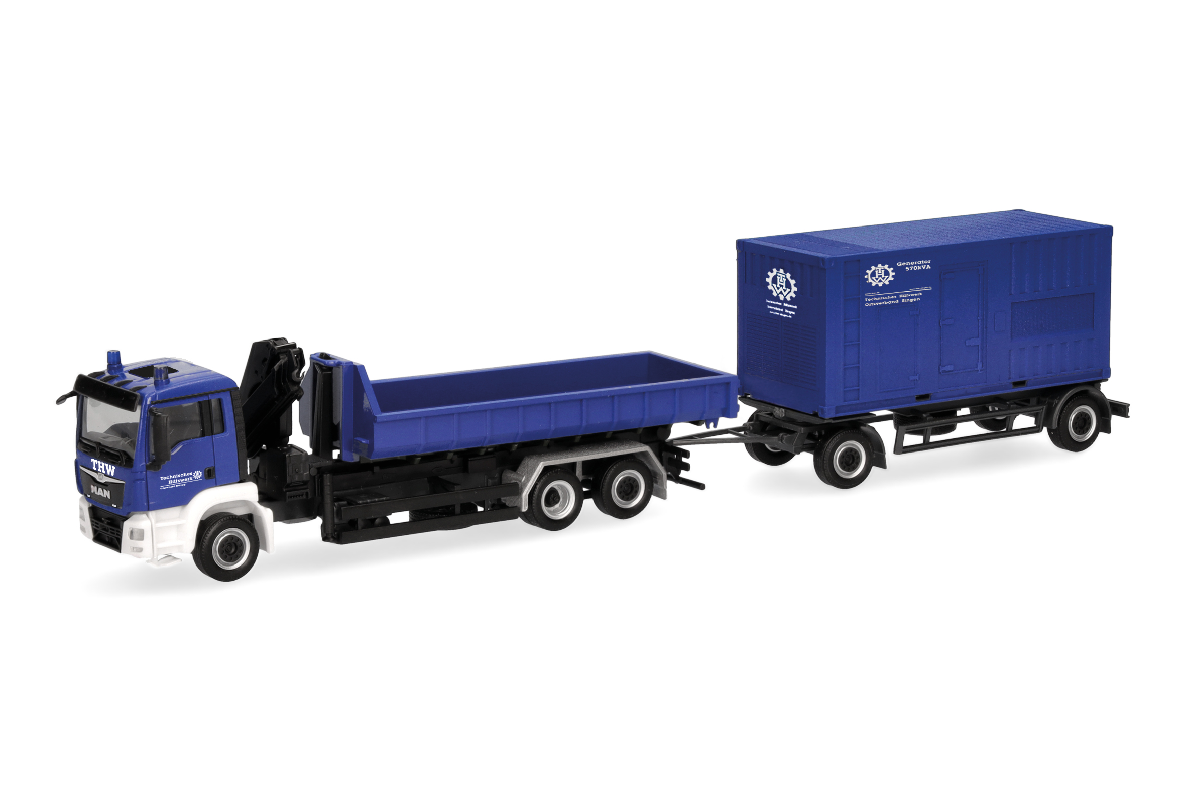 [予約]herpa Cars&Trucks 1/87 (プラスチック製) MAN TGS M  交換式トラック+トレーラー "THW Singen"（ヴュルテンベルク州）