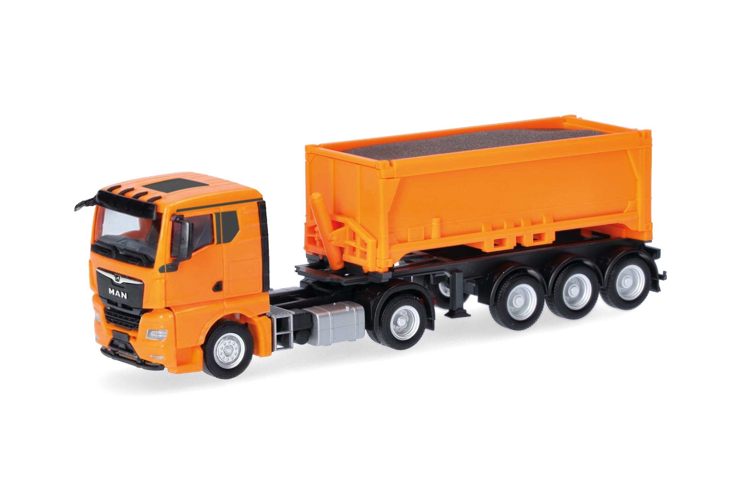 [予約]herpa Cars&Trucks 1/87 (プラスチック製) MAN TGX GN 掘削資材コンテナ セミトレーラー 積荷付き オレンジ