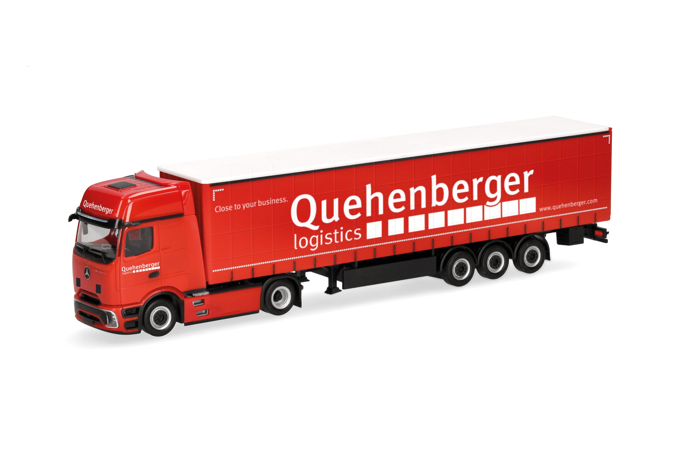 [予約]herpa Cars&Trucks 1/87 (プラスチック製) メルセデスベンツ アクトロス L プロキャビン ギガスペース カーテンキャンバスセミトレーラー "Quehenberger" (オーストリア)