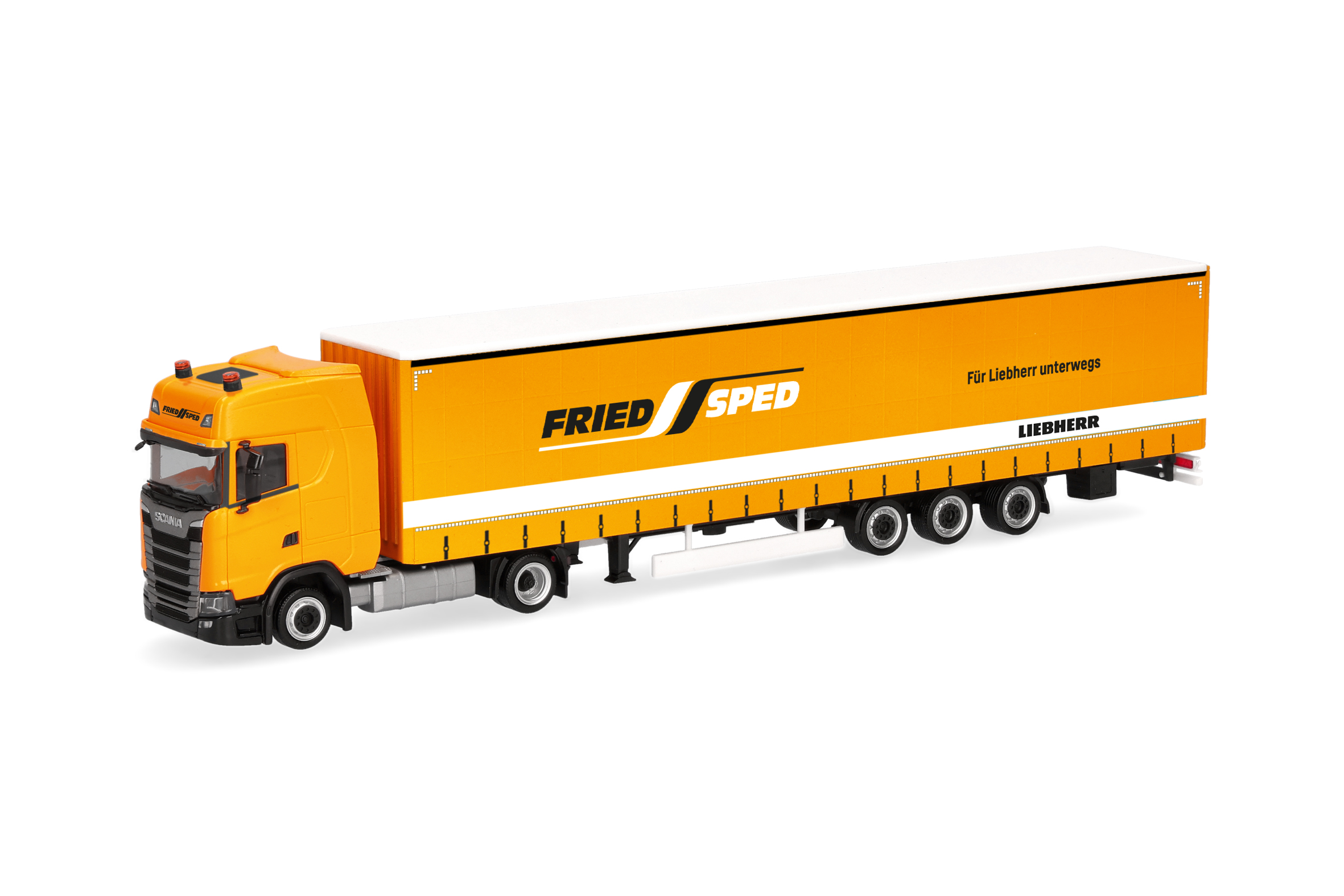 [予約]herpa Cars&Trucks 1/87 (プラスチック製) スカニア CS 20 ハイルーフ ローライナー カーテンキャンバスセミトレーラー 15m "FriedSped"