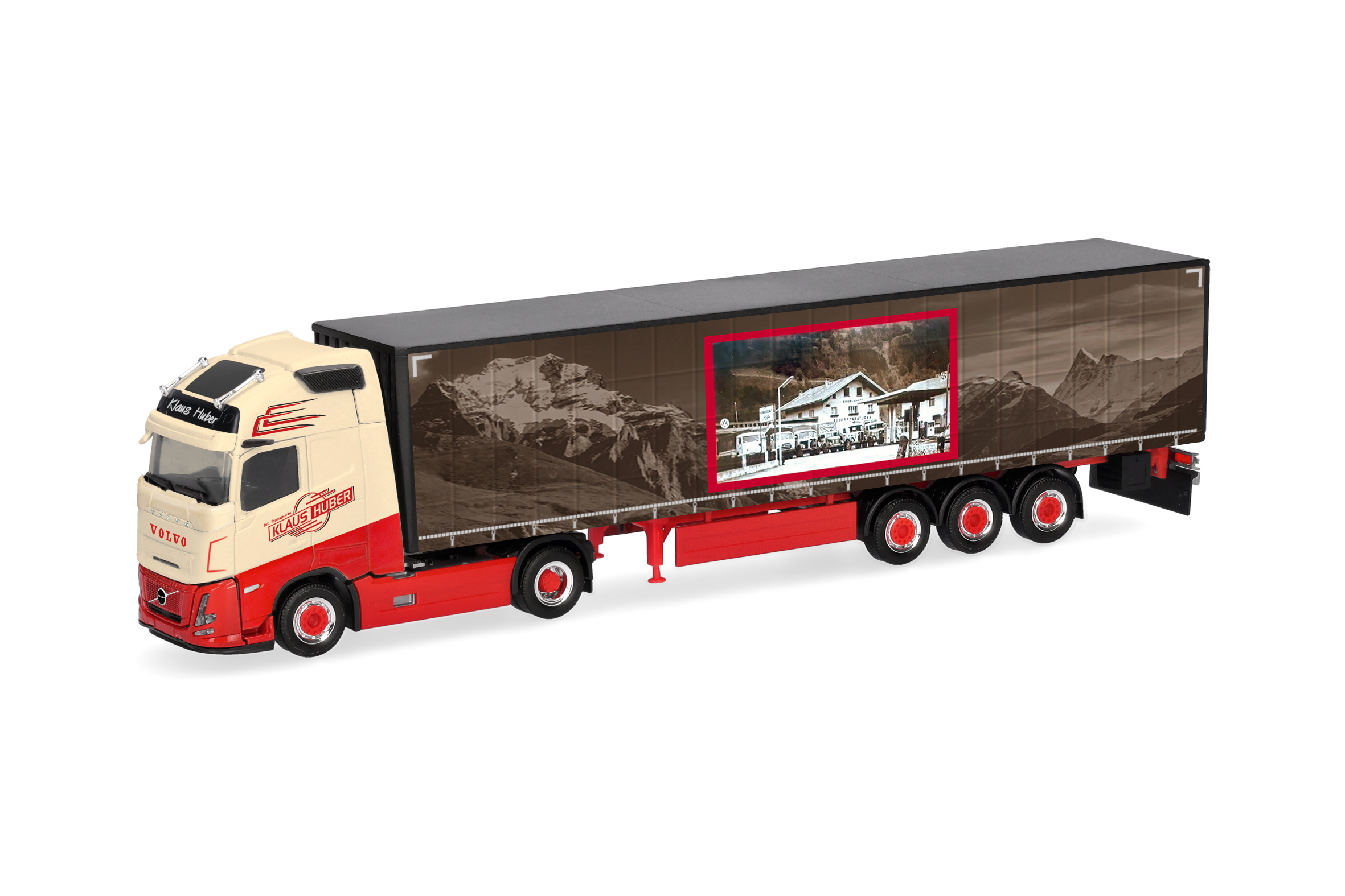 [予約]herpa Cars&Trucks 1/87 (プラスチック製) ボルボ FH エアロ GL XL  カーテンキャンバスセミトレーラー  "Klaus Huber"