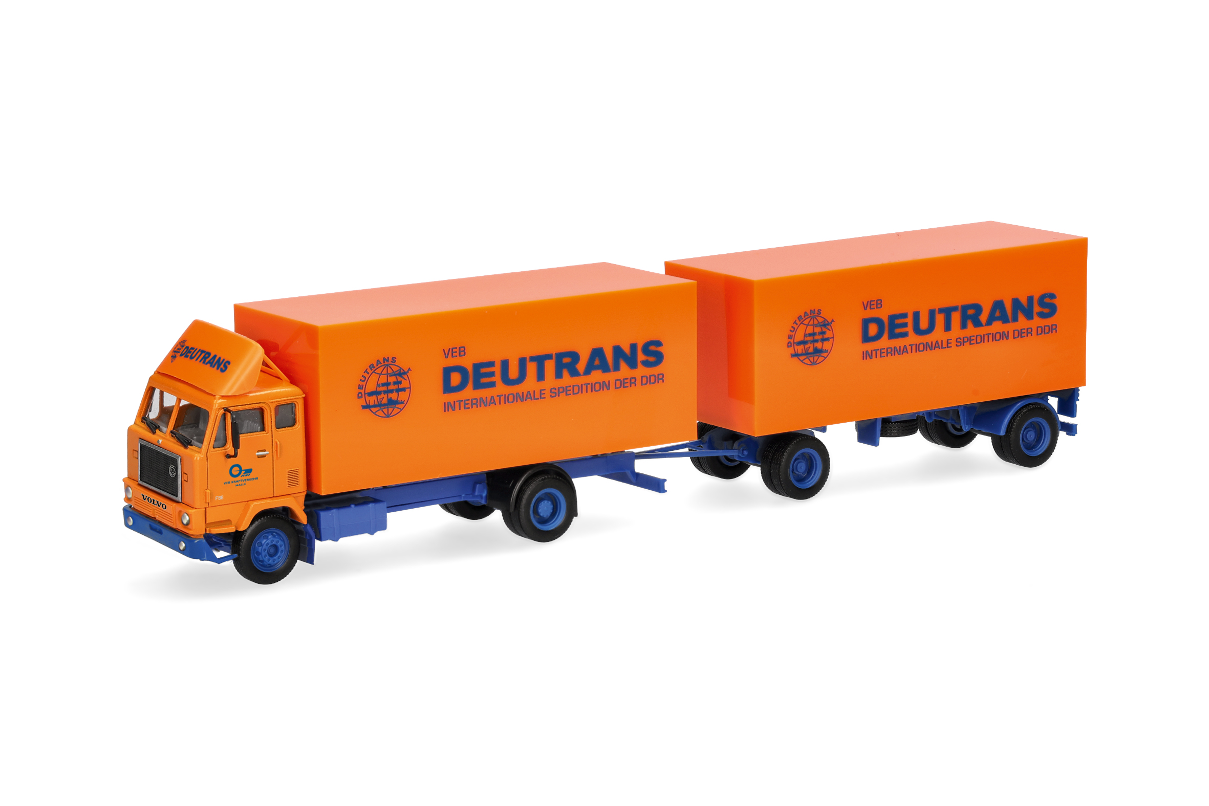[予約]herpa Cars&Trucks 1/87 (プラスチック製) ボルボ F88 ボックスセミトレーラートラック "Deutrans"