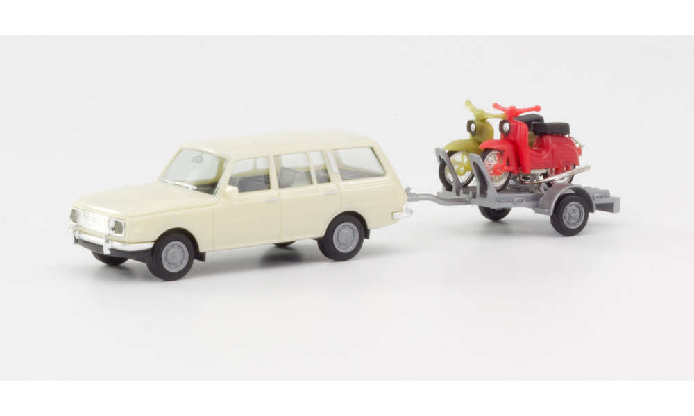 herpa Cars&Trucks 1/87 ヴァルトブルグ 353 '66 ツーリングワゴン with 2ジムソン積載トレーラー