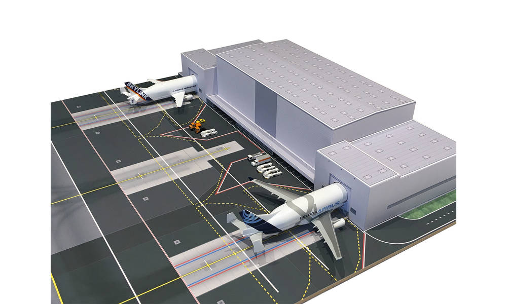 herpa wings 1/500 ベルーガ Unloading Center 段ボールキット、ベースプレート付属