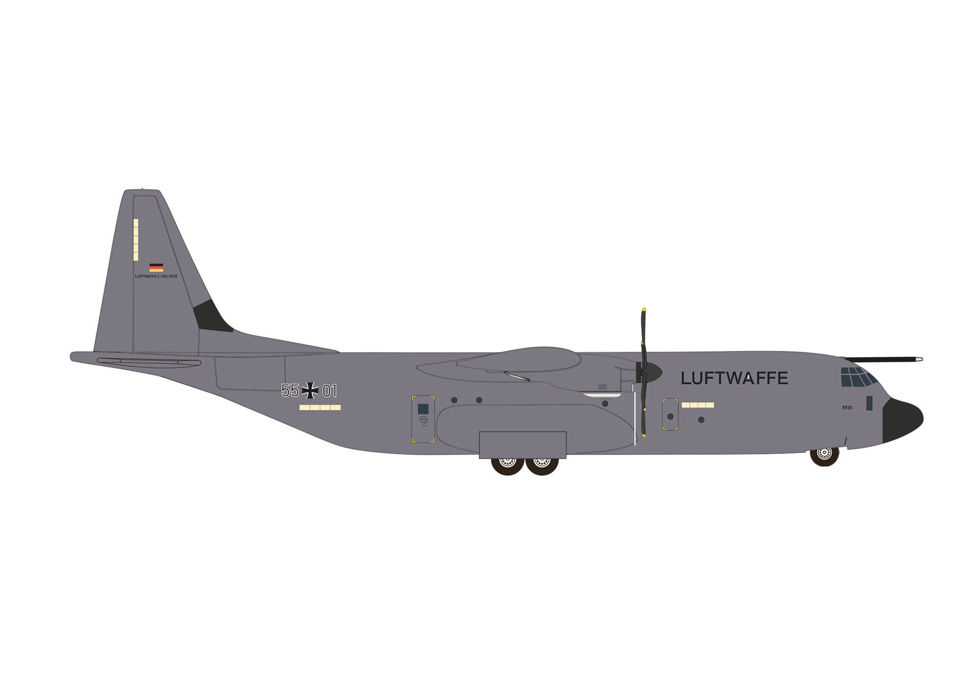 herpa wings 1/500 (ダイキャスト製) C-130J-30 ドイツ空軍 German-French Air Transport Squadron 55+01