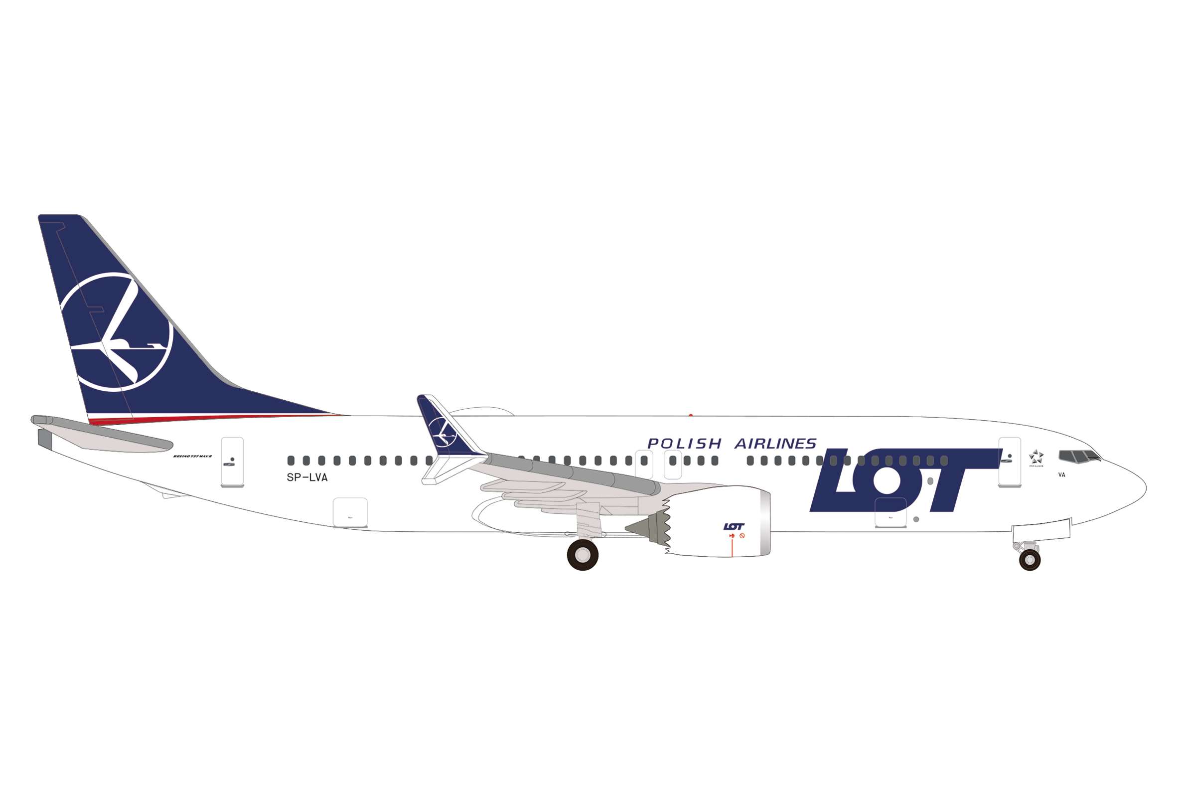 [予約]herpa wings 1/500 (ダイキャスト製) 737 MAX 8 LOTポーランド航空 SP-LVA