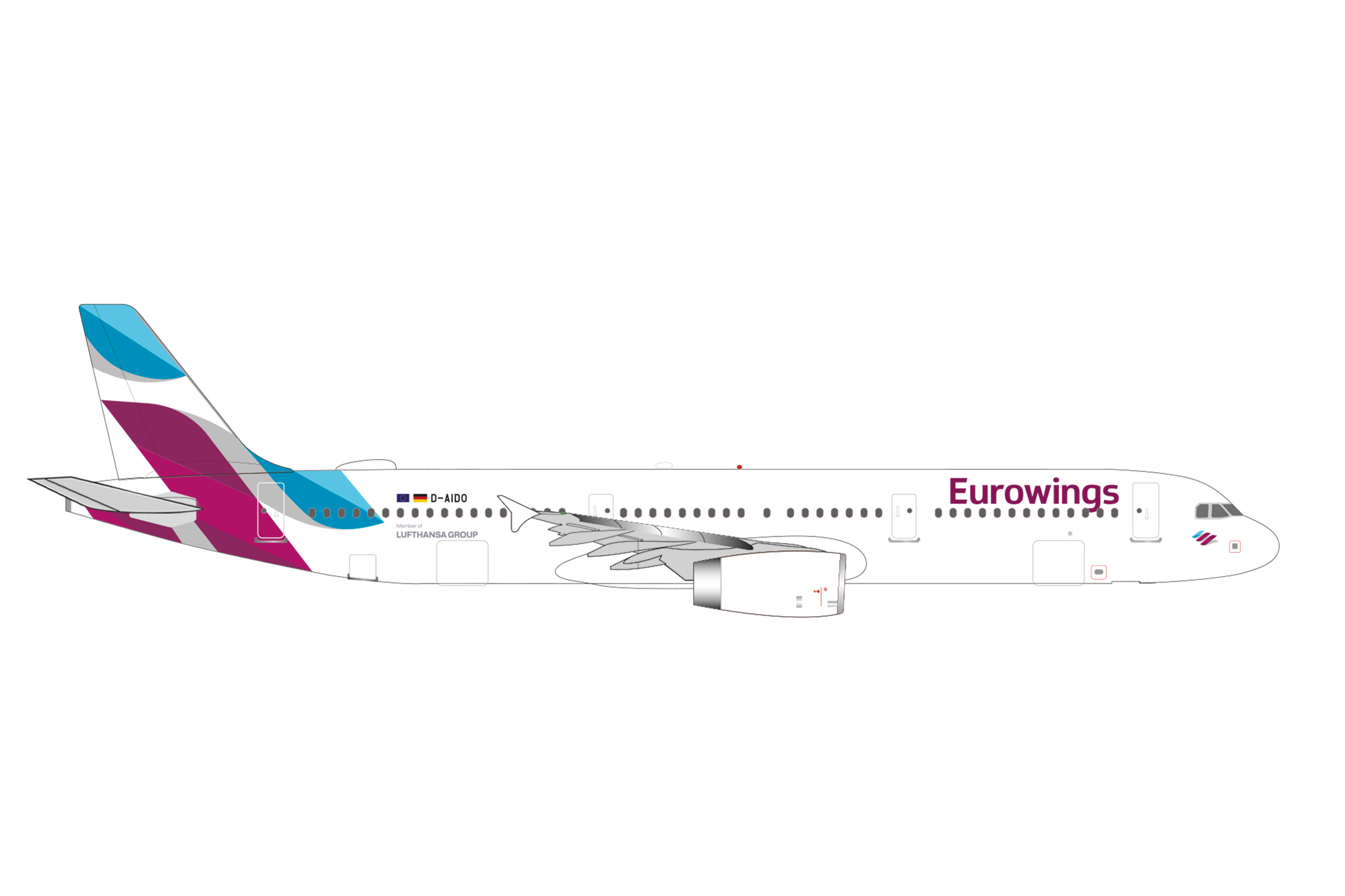 [予約]herpa wings 1/500 (ダイキャスト製) A321 ユーロウイングス D-AIDO