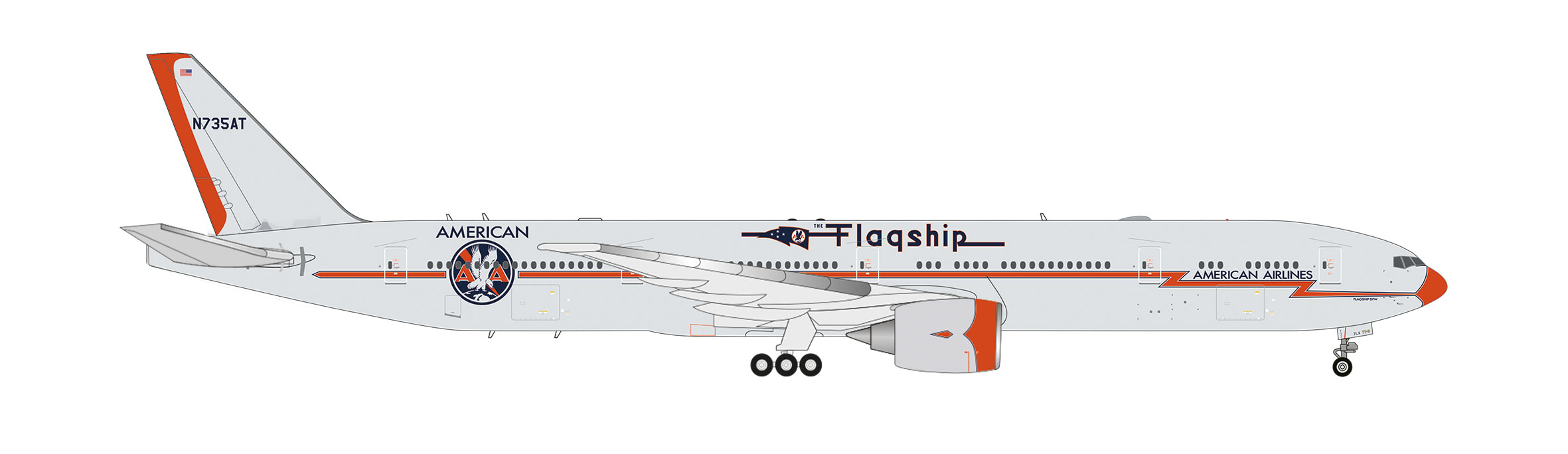 [予約]herpa wings 1/500 (ダイキャスト製) 777-300ER アメリカン航空 Flagship Heritage Livery N735AT