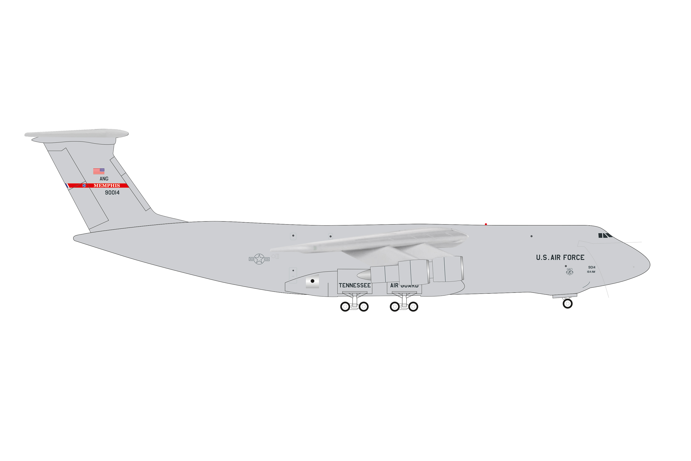 [予約]herpa wings 1/500 (ダイキャスト製) C-5A アメリカ空軍 テネシー州空軍州兵 155th AS メンフィス空軍州兵基地 69-0014