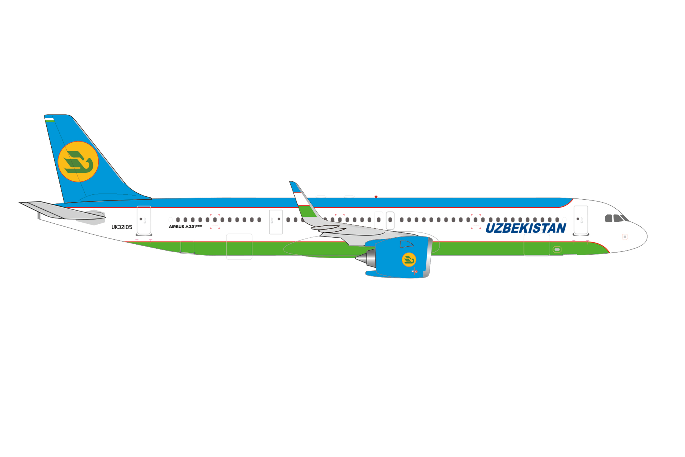 [予約]herpa wings 1/500 (ダイキャスト製) A321neo ウズベキスタン航空 UK32105