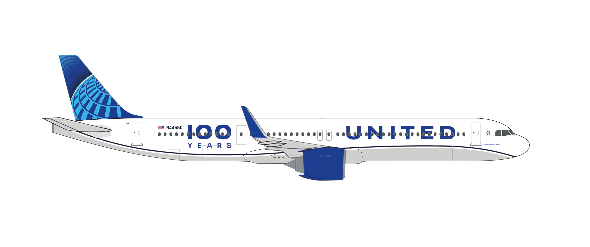 [予約]herpa wings 1/500 (ダイキャスト製) A321neo ユナイテッド航空 "100 Years" N44550