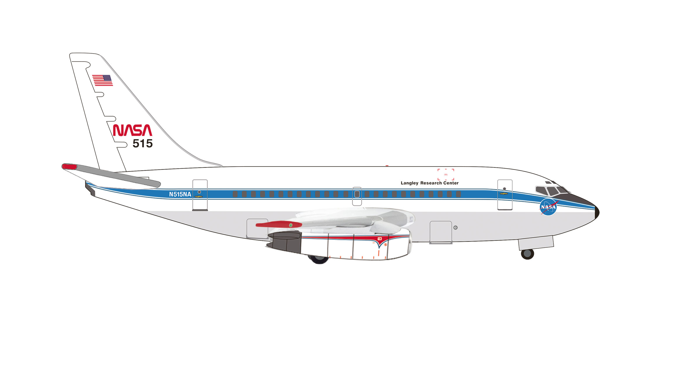 [予約]herpa wings 1/500 (ダイキャスト製) 737-100 NASA 60 Years 737 N515NA