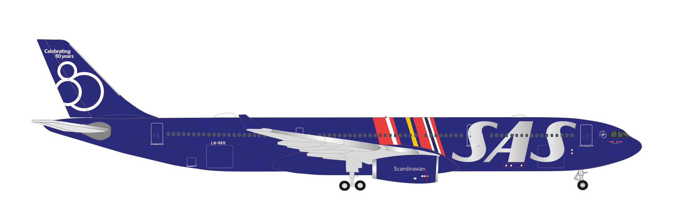 [予約]herpa wings 1/500 (ダイキャスト製) A330-300 スカンジナビア航空 "Tore Viking" LN-RKR