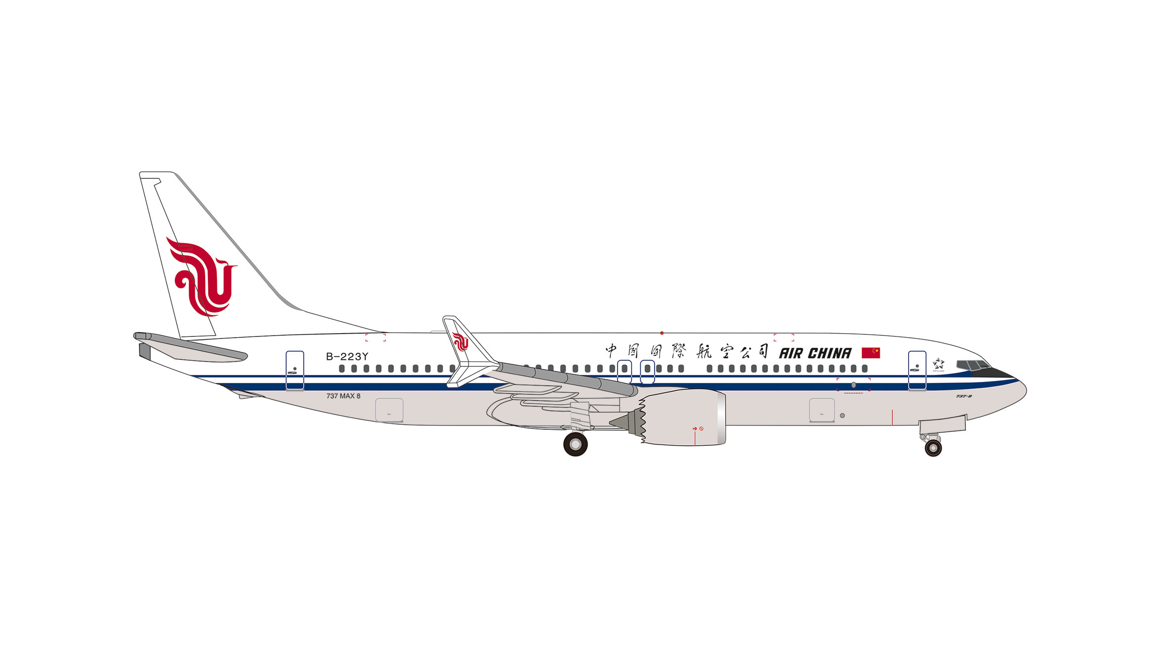 [予約]herpa wings 1/500 (ダイキャスト製) 737 MAX 8 中国国際航空 B-223Y