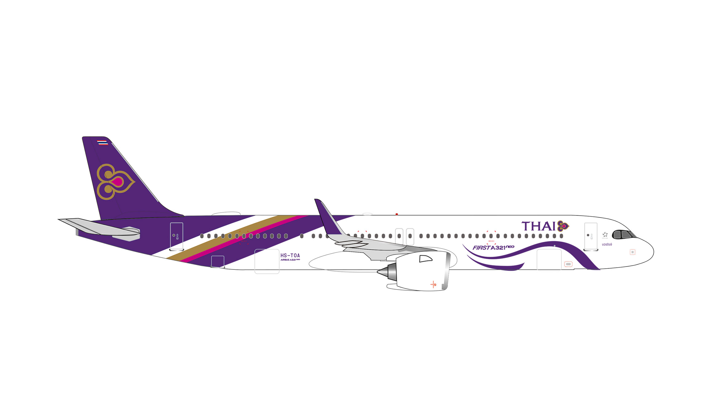[予約]herpa wings 1/500 (ダイキャスト製) A321neo タイ国際航空 "Bowonrangsi" HS-TOA