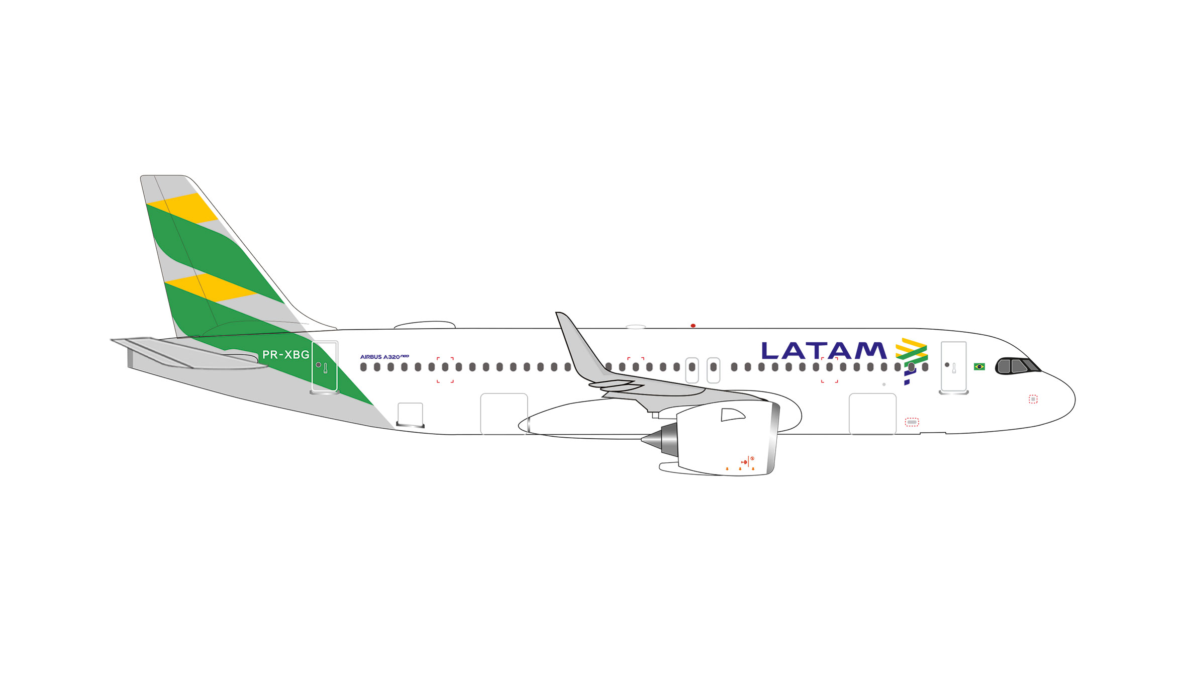 [予約]herpa wings 1/500 (ダイキャスト製) 1/500 A320neo LATAMブラジル航空 "Brazil Flag" PR-XBG